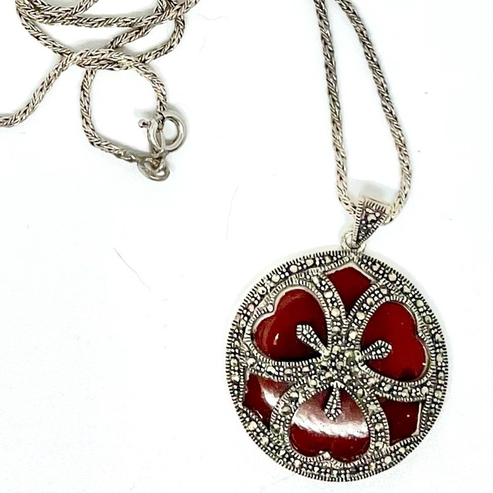 Vintage 925 Marcasite Citrine Necklace